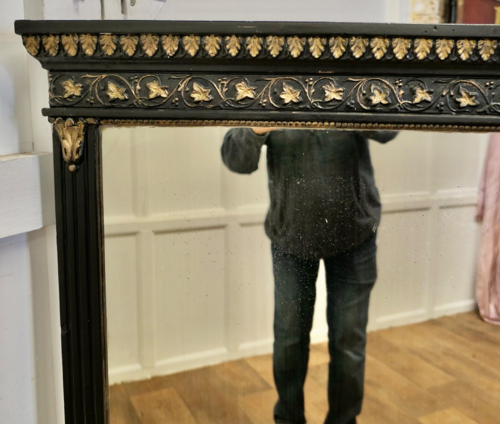 Large French Overmantel Mirror in Black with Gold Detail View II