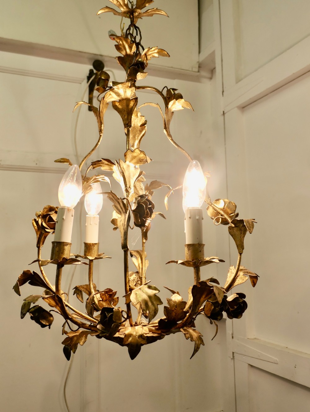 A French Toleware Open Basket Ceiling Light View IV