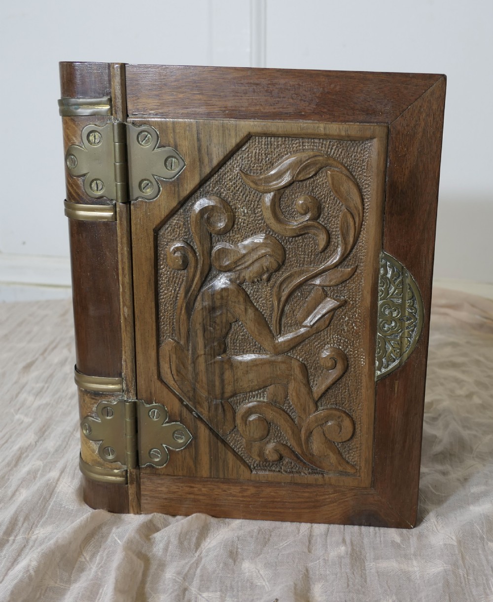 A Rare Art Nouveau Carved Secret Safe Book View IV