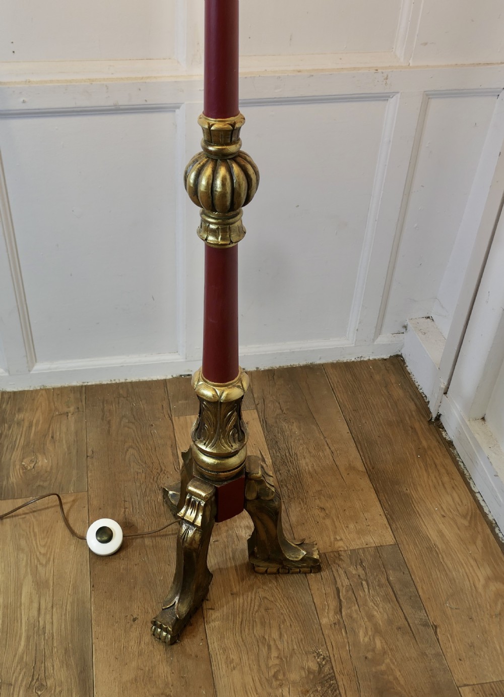 Carved Gilt and Painted Baroque Floor Lamp View V