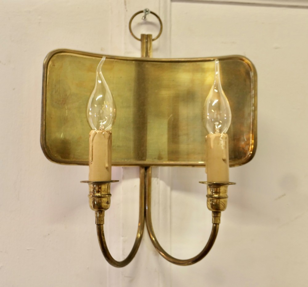 A Pair of Industrial Look Brass Twin Hanging Wall Lights View III