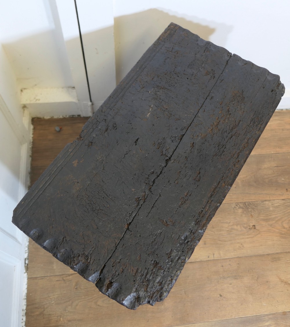 Old and Primitive Carved 16th Century 5 Plank Oak Coffer View VI