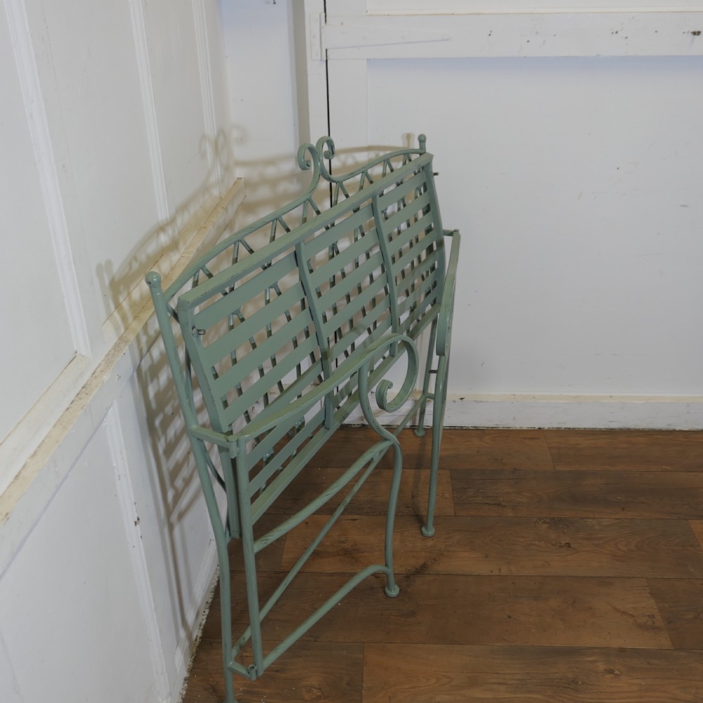 Very Attractive French Folding Green Metal Garden Bench   View VII