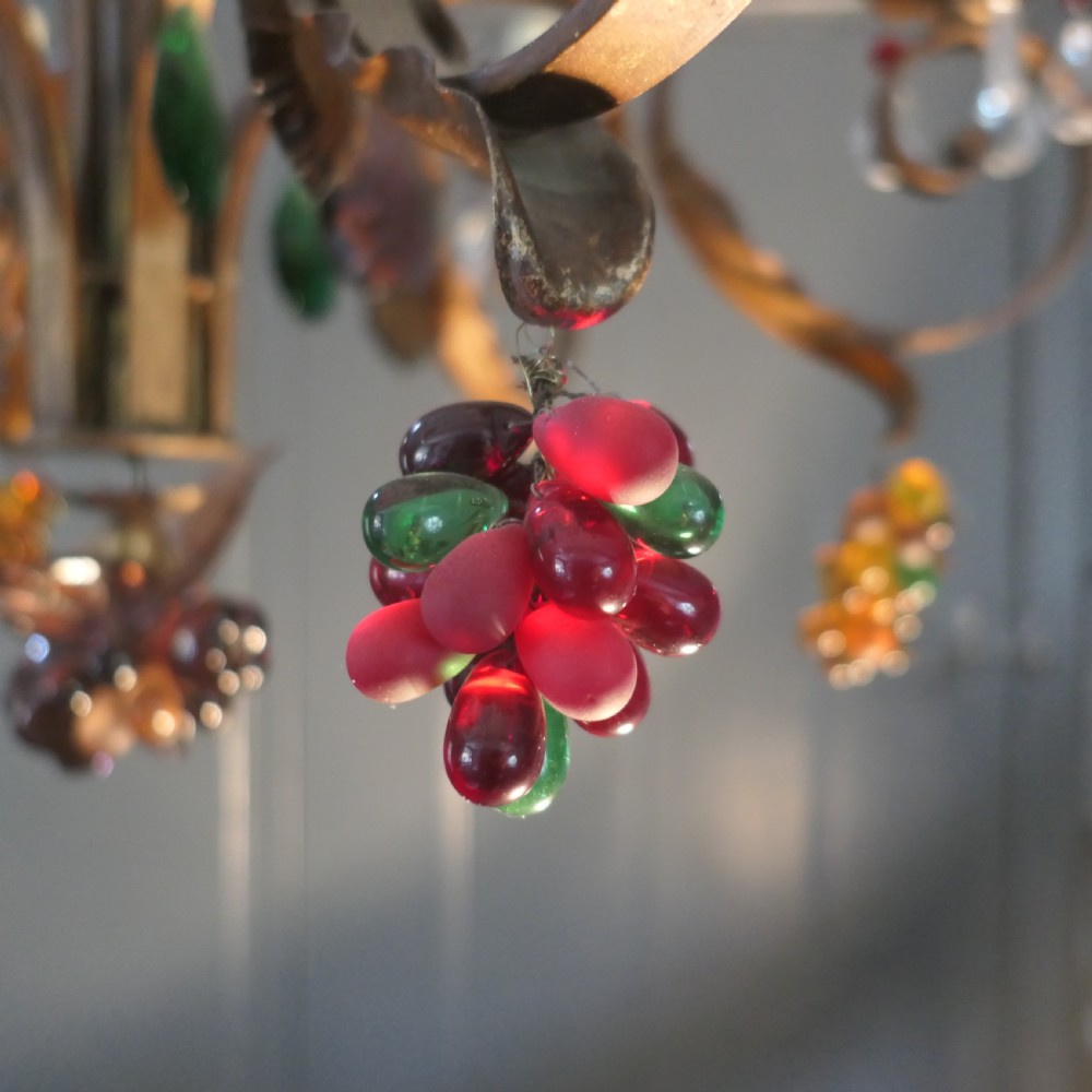 6 Branch Chandelier Hung with Coloured Crystal Fruits, Grapes, Apples and Pears View VI