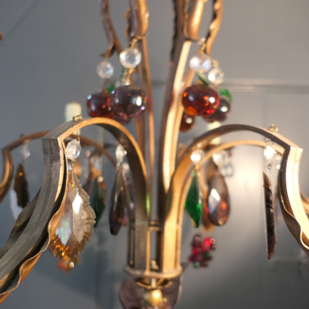 6 Branch Chandelier Hung with Coloured Crystal Fruits, Grapes, Apples and Pears View VII