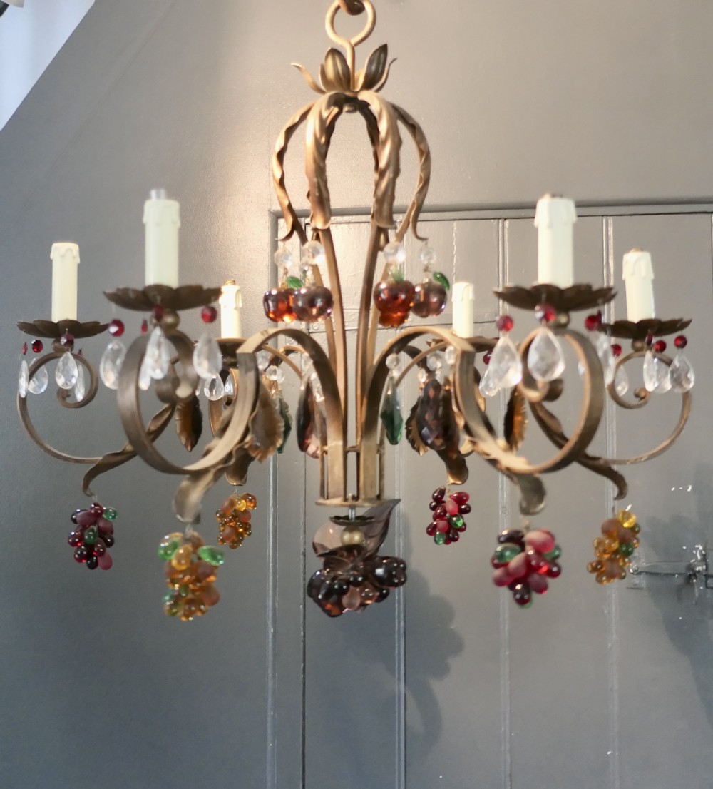 6 Branch Chandelier Hung with Coloured Crystal Fruits, Grapes, Apples and Pears View VIII