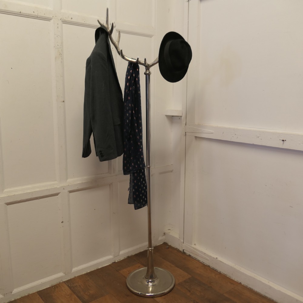 Chrome Hall Stand with Stags Horn design for Hats & Coats  View V