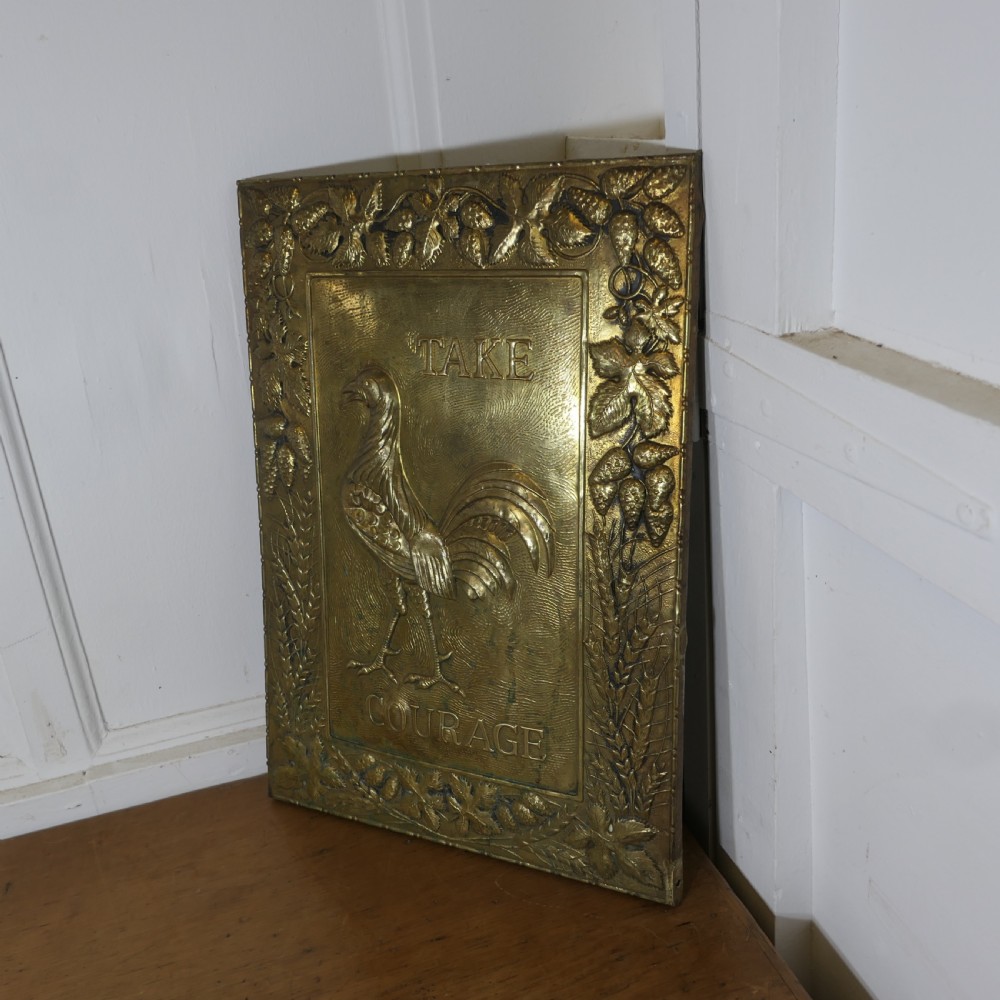 19th Century Pressed Brass “Take Courage” Pub sign View III