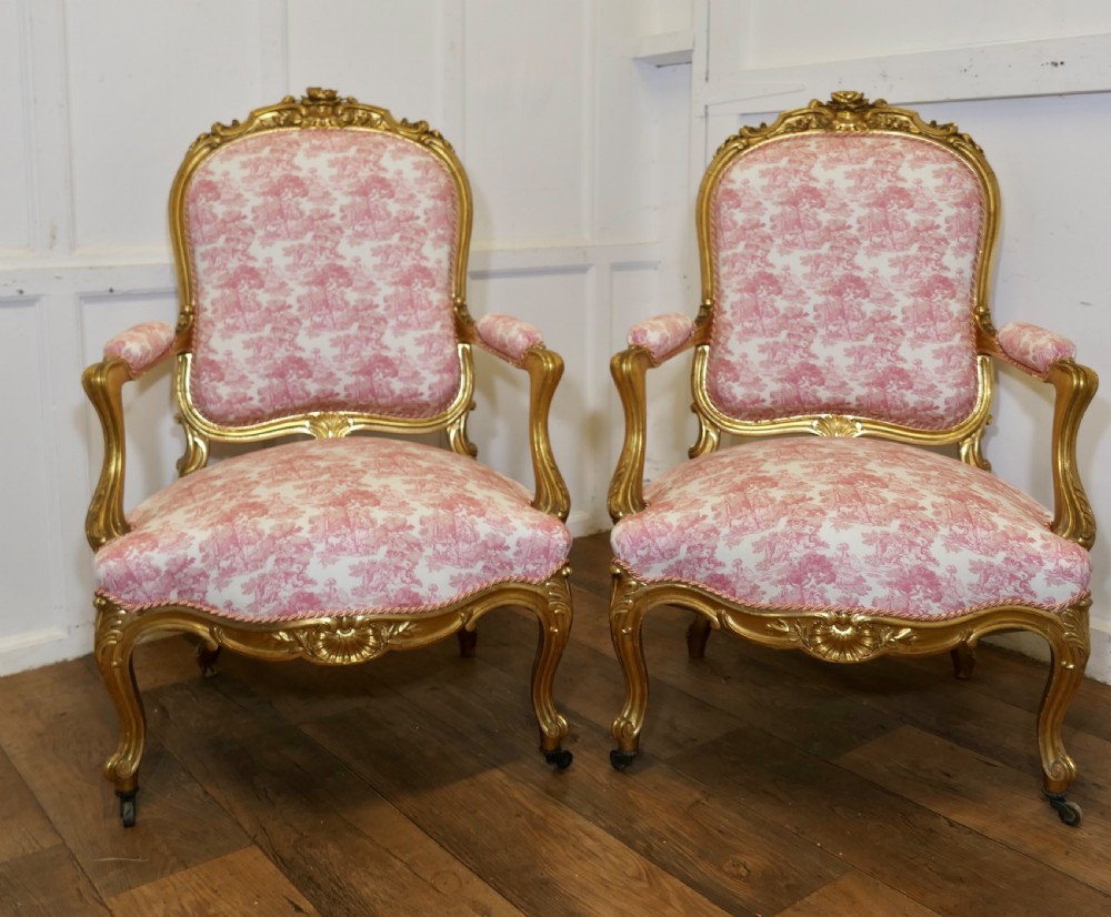 A Superb Pair of French Napoleon III Gilt Salon Chairs View II