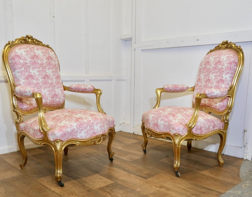 A Superb Pair of French Napoleon III Gilt Salon Chairs View III