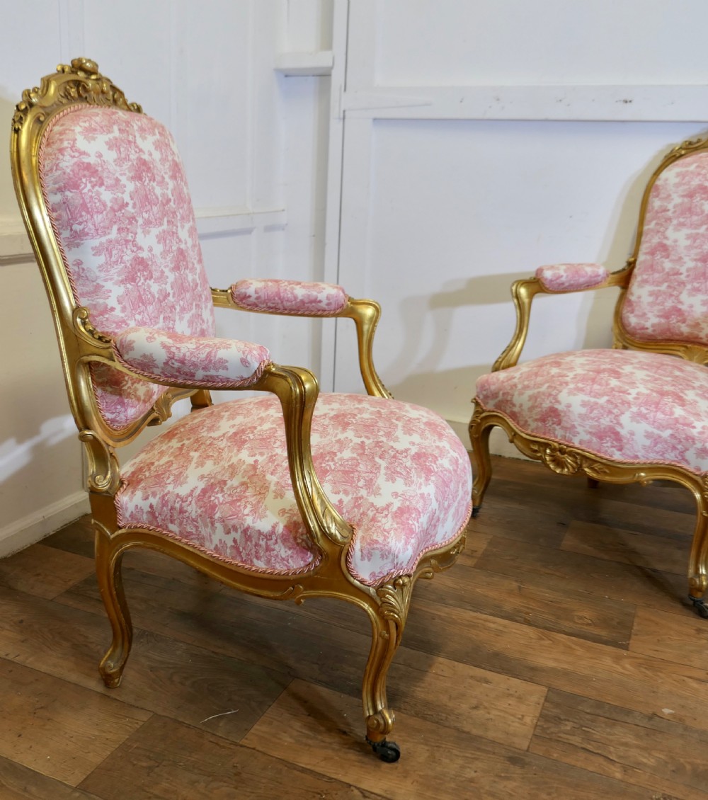 A Superb Pair of French Napoleon III Gilt Salon Chairs View IV