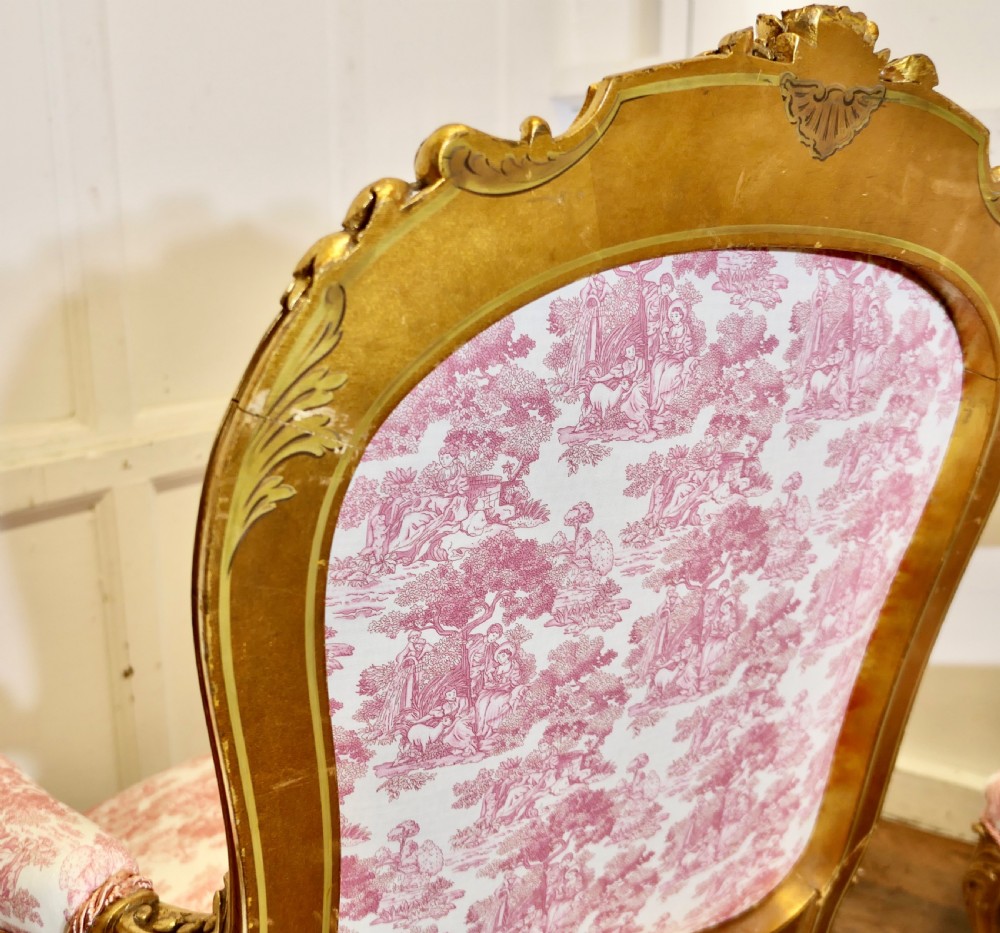 A Superb Pair of French Napoleon III Gilt Salon Chairs View VIII