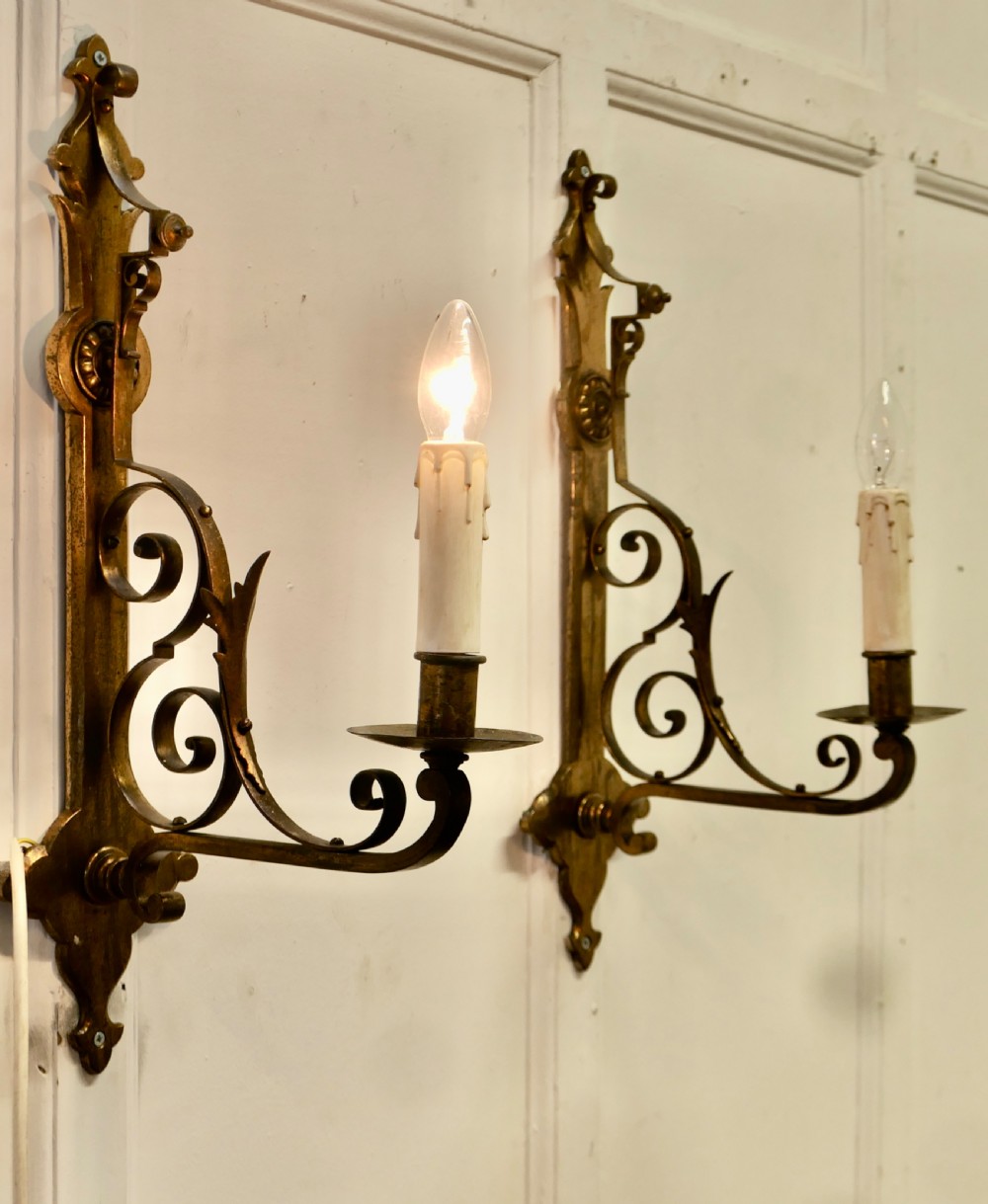 A Pair of Large Gilded Brass Wall Lights View III