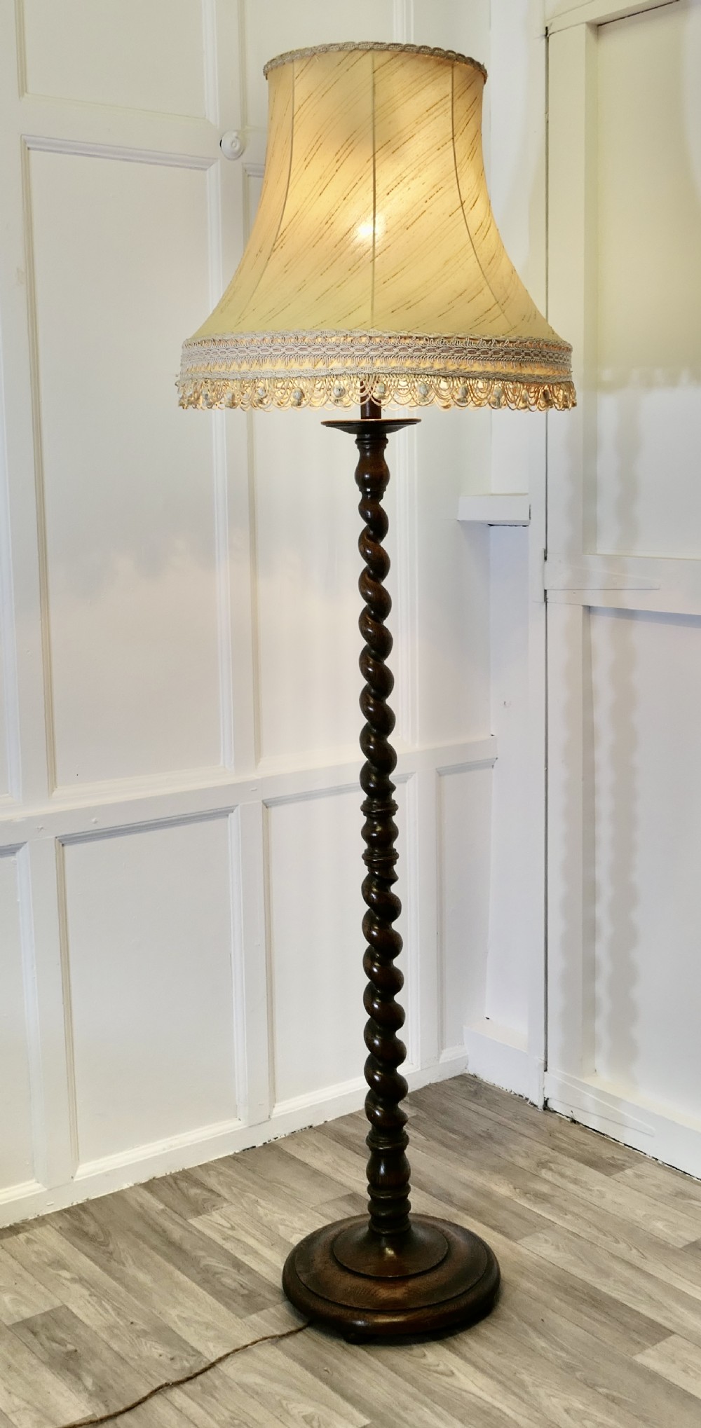 Tall Oak Barley Twist Floor Lamp, Standard Lamp