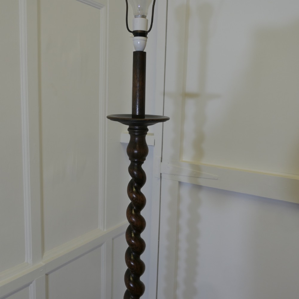 Tall Oak Barley Twist Floor Lamp, Standard Lamp View VIII