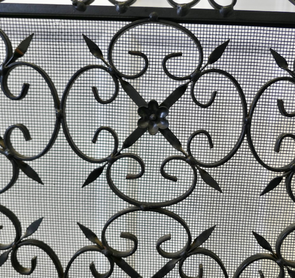 Heavy Old Gothic Wrought Iron Fire Screen View VI