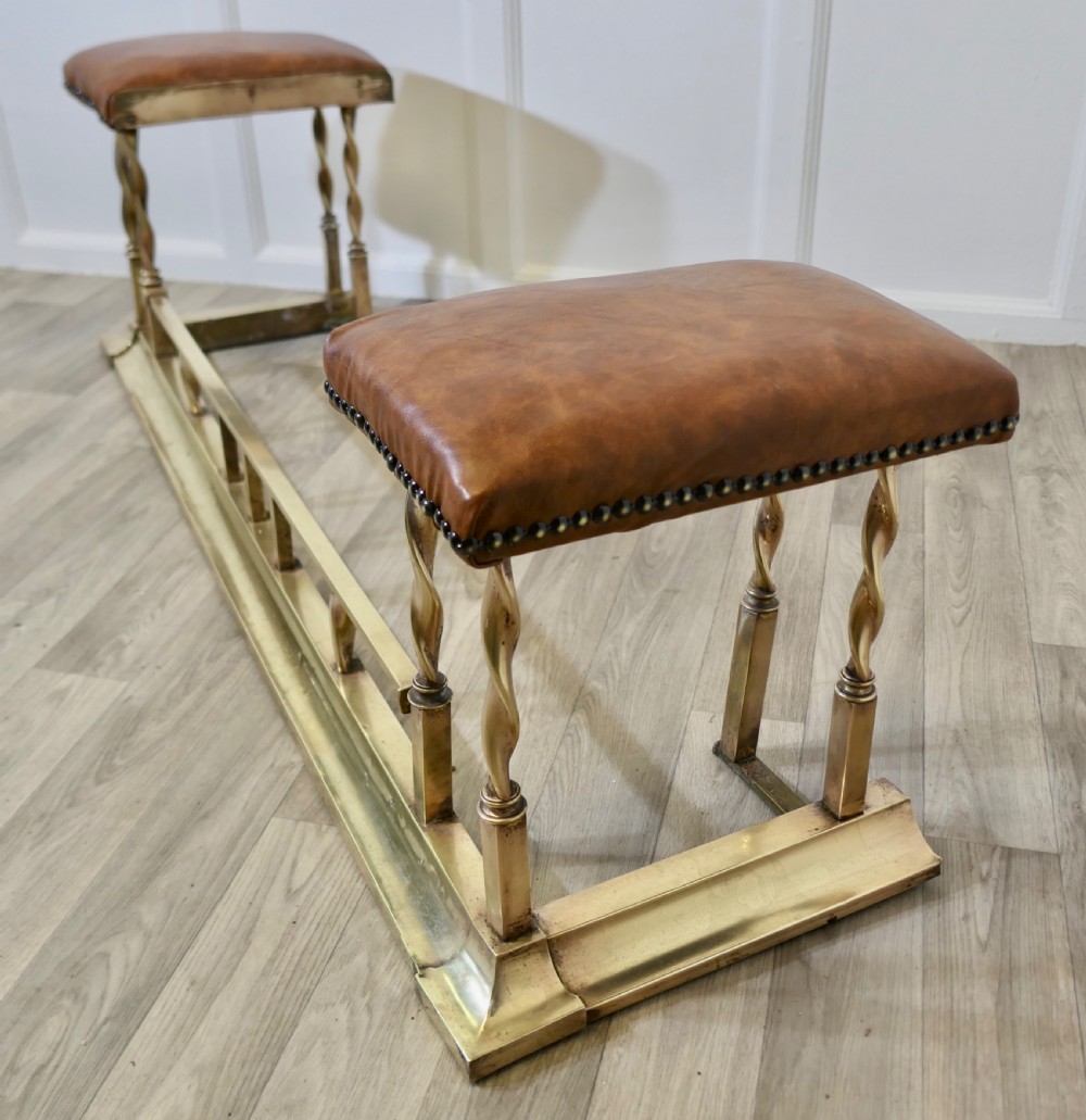 Good Quality Brass and Tan Leather Club Fender View III