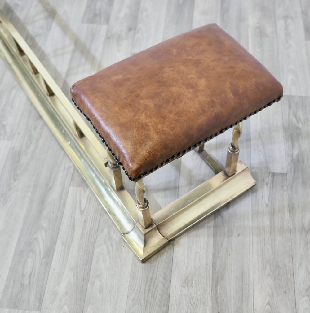 Good Quality Brass and Tan Leather Club Fender View IV