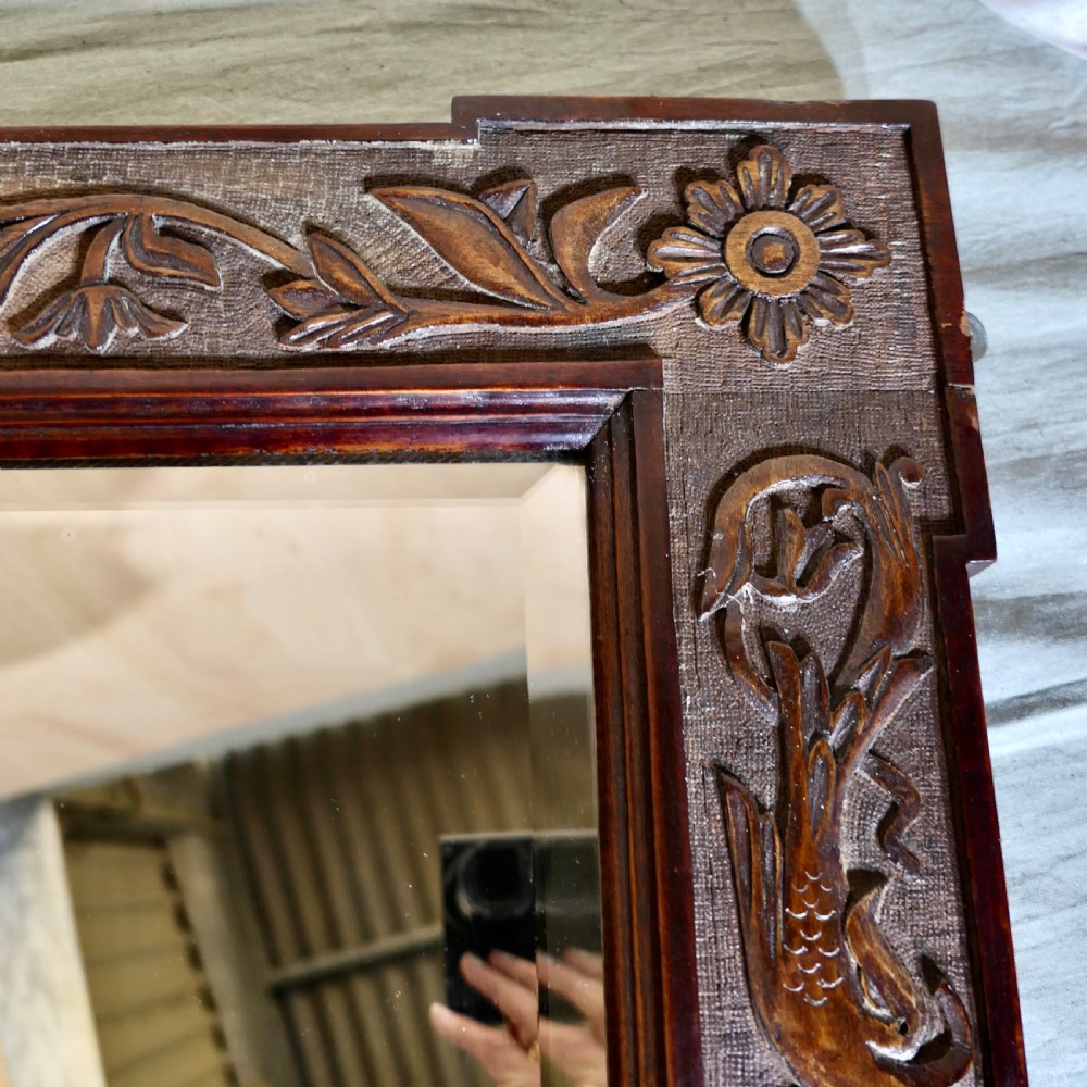  Hand Carved Walnut Frame Mirror, Mythical Birds   View VI