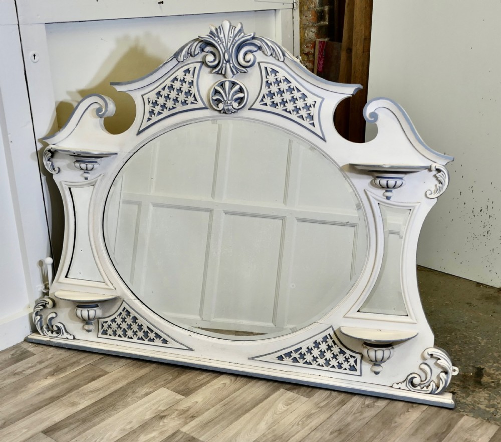 Large Edwardian Painted Overmantel 