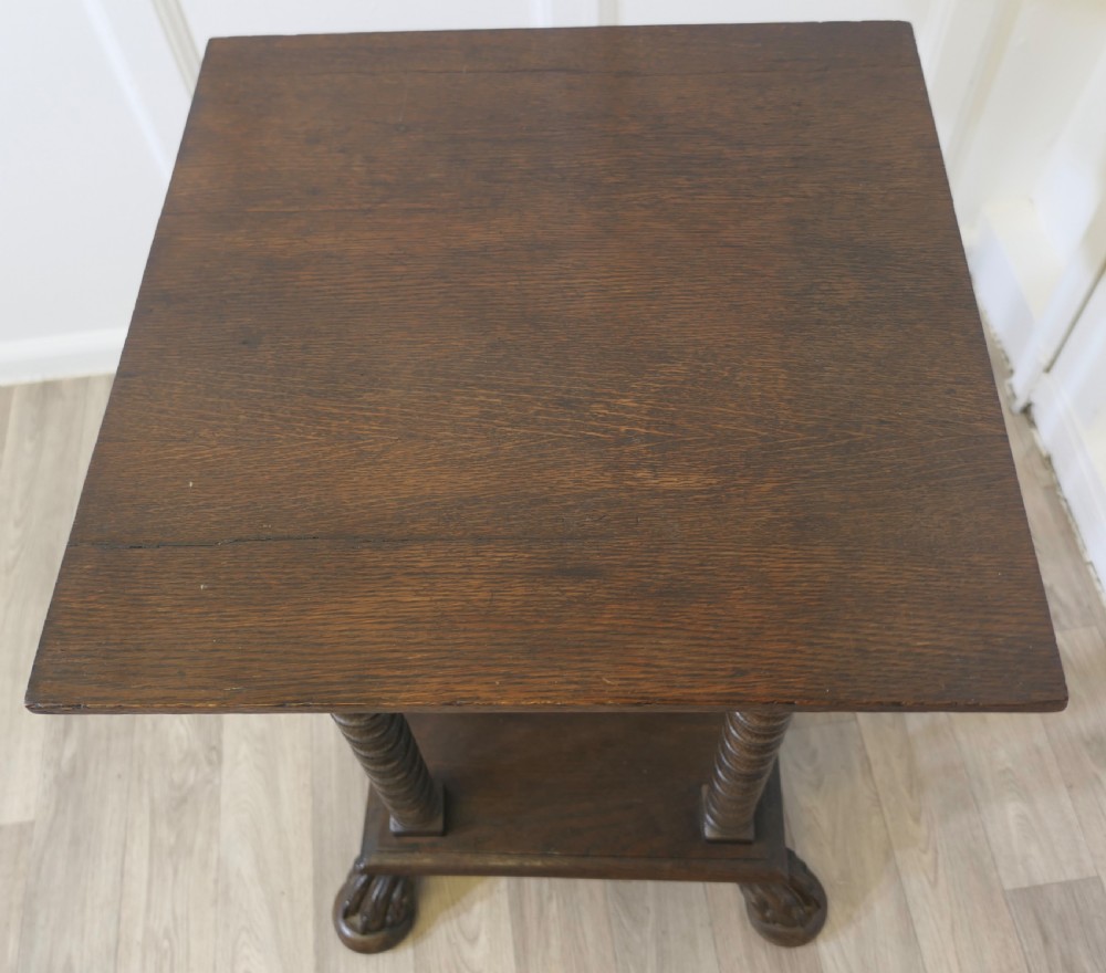 Arts and Crafts Gothic Oak Side Table View IX