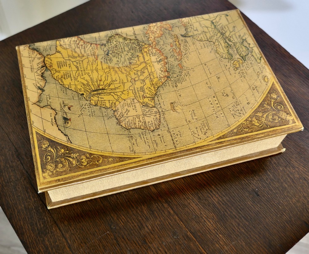 Antique Style Map Covered Secret Safe Book View III
