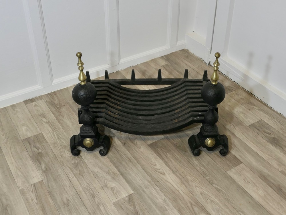 Large Cast Iron Log Grate on Andirons