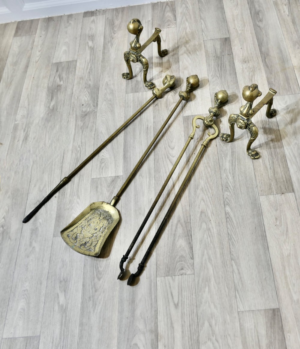 A Superb Set of Arts and Crafts Gothic Fireside Tools View V