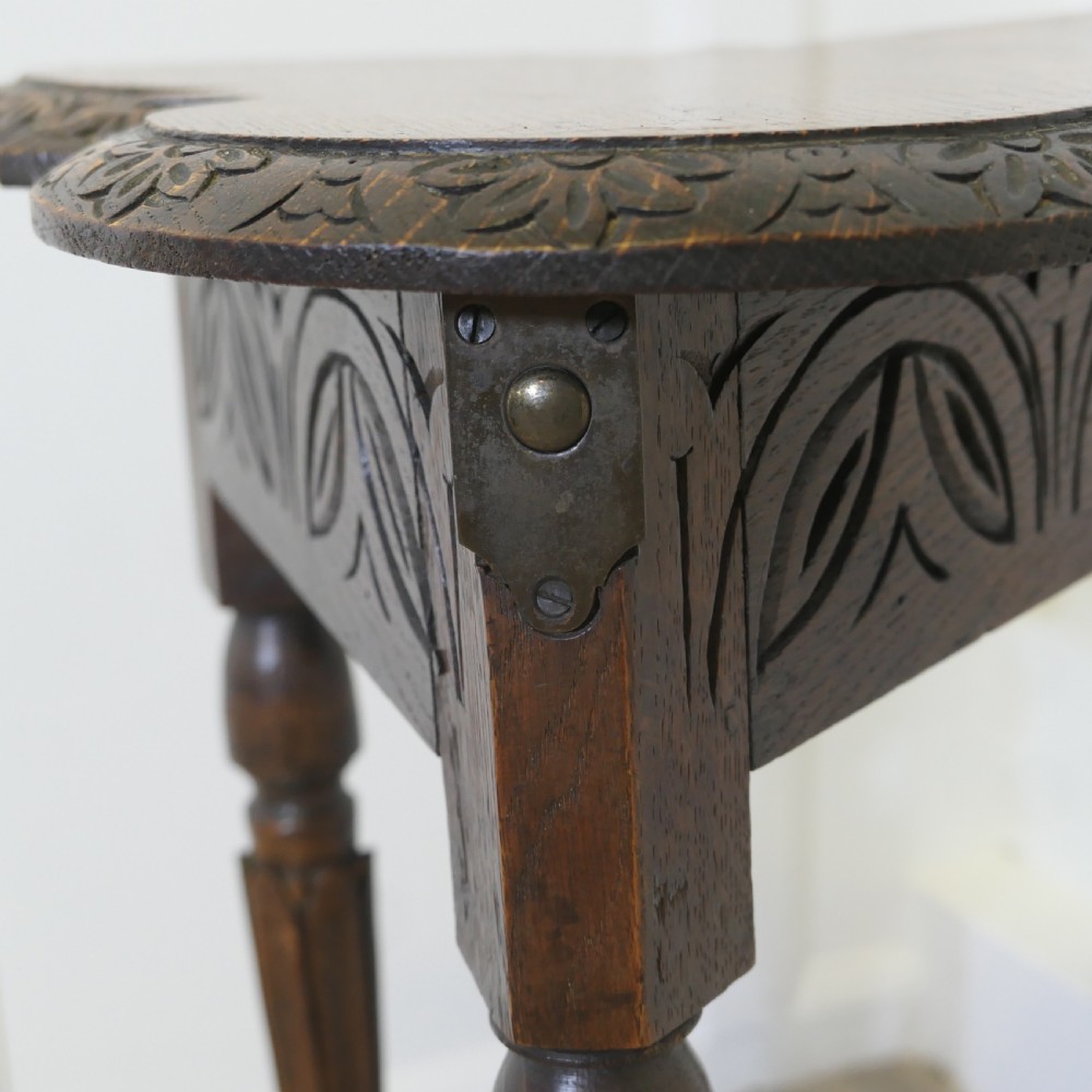  Carved Gothic Oak Clover Leaf Table with Secret Compartment View III