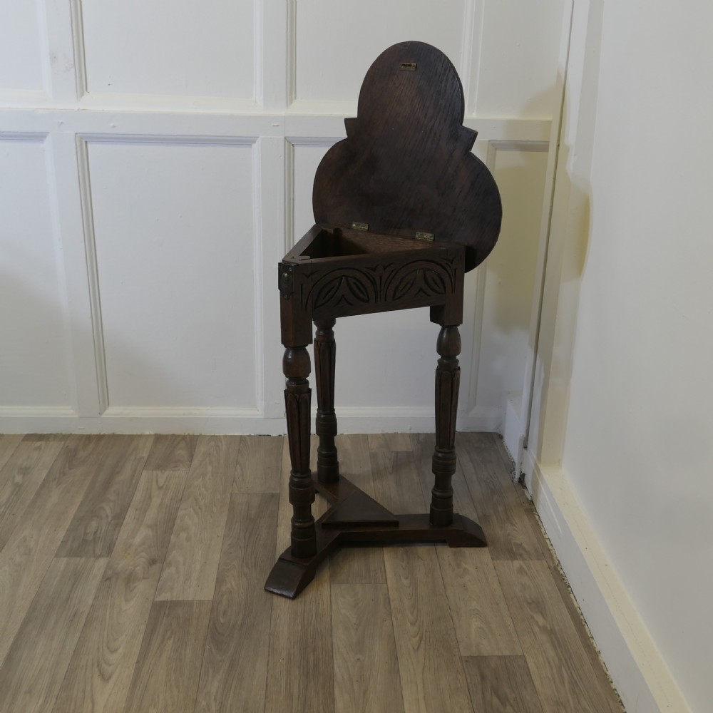  Carved Gothic Oak Clover Leaf Table with Secret Compartment View V