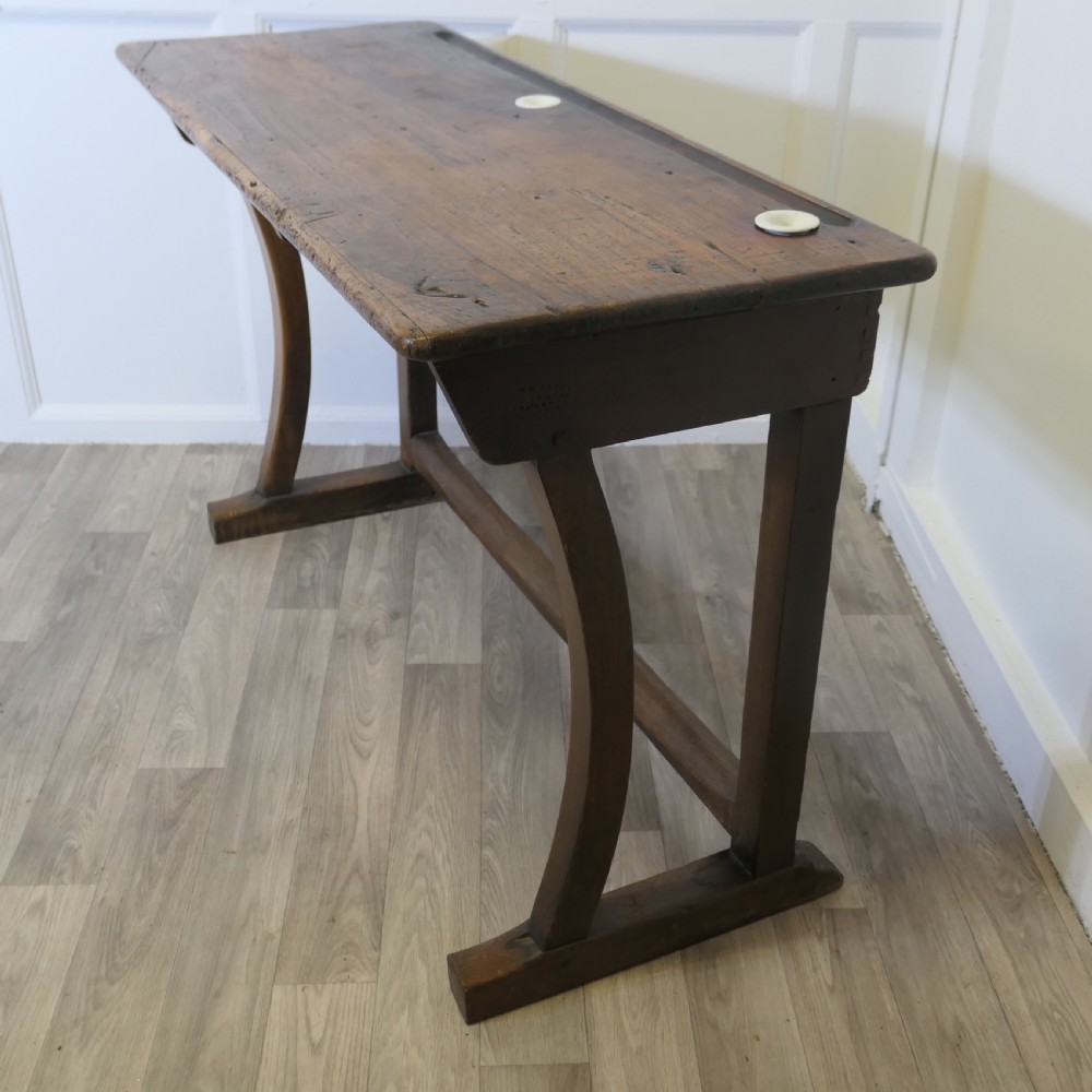 French Twin Clerks Reception Desk, Rustic Pine, Greeter View IV