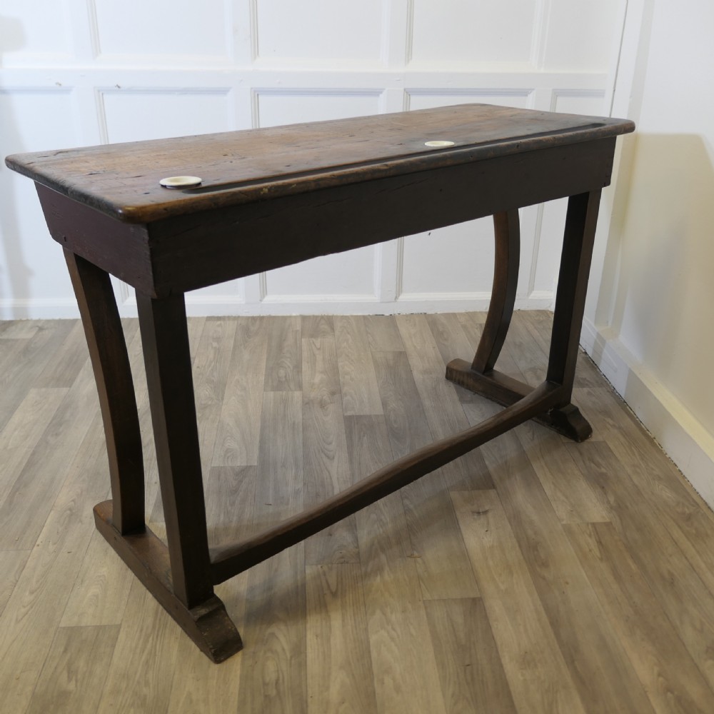 French Twin Clerks Reception Desk, Rustic Pine, Greeter View V