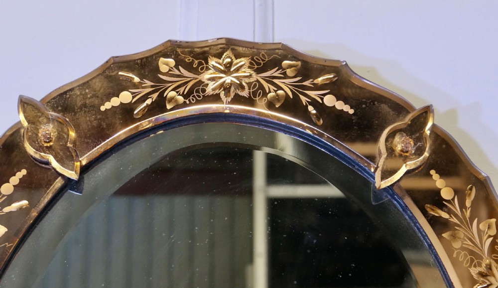 Superb Art Deco Oval Venetian Mirror View IV