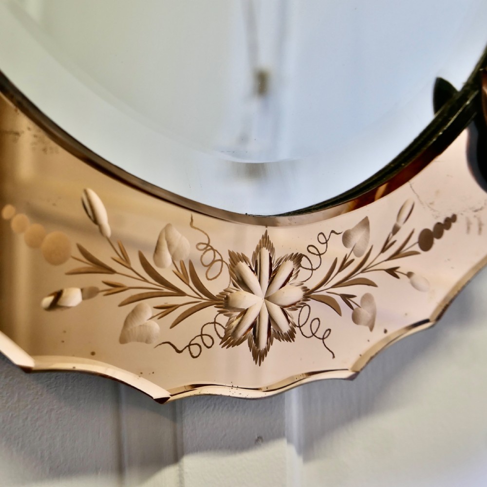 Superb Art Deco Oval Venetian Mirror View V