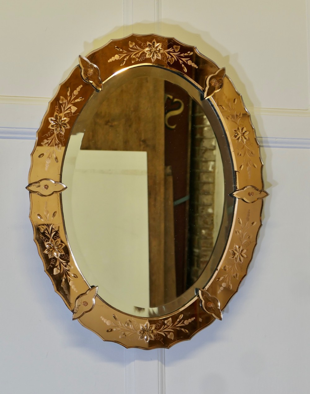 Superb Art Deco Oval Venetian Mirror View VI