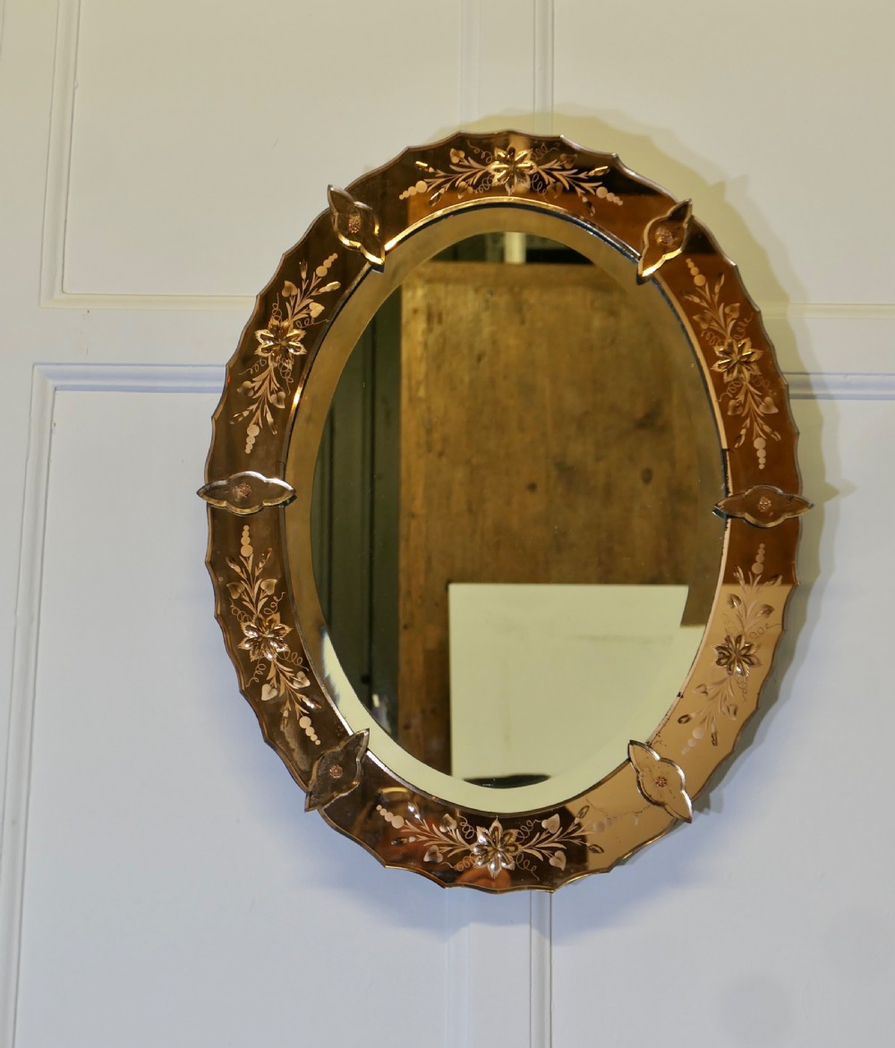 Superb Art Deco Oval Venetian Mirror View VII