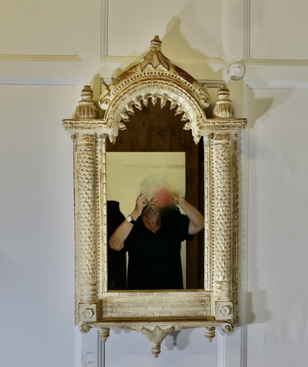 A North African Painted Tall Arched Wall Mirror