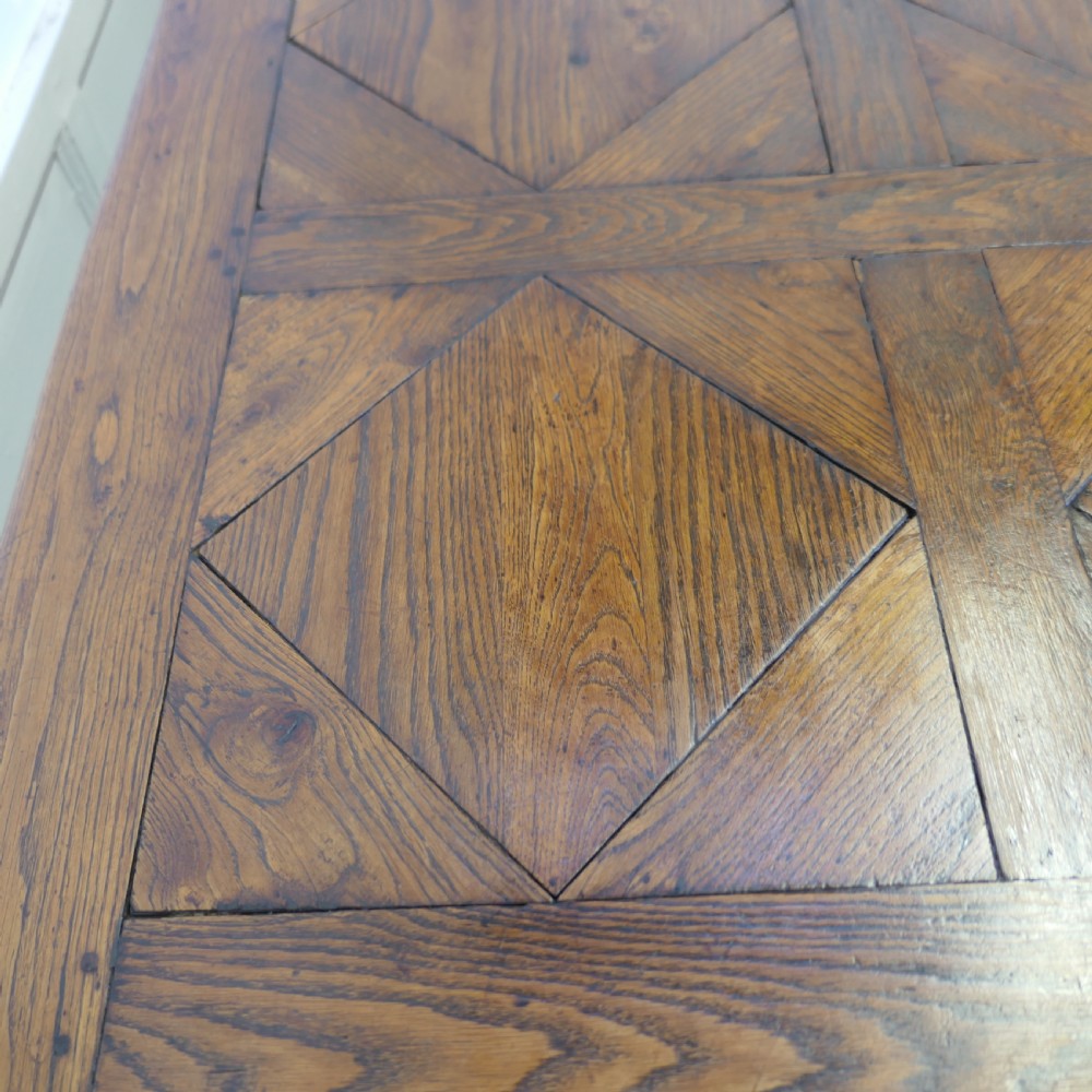  
9ft, 19th Century Carved and Marquetry Oak Draw Leaf Table View III