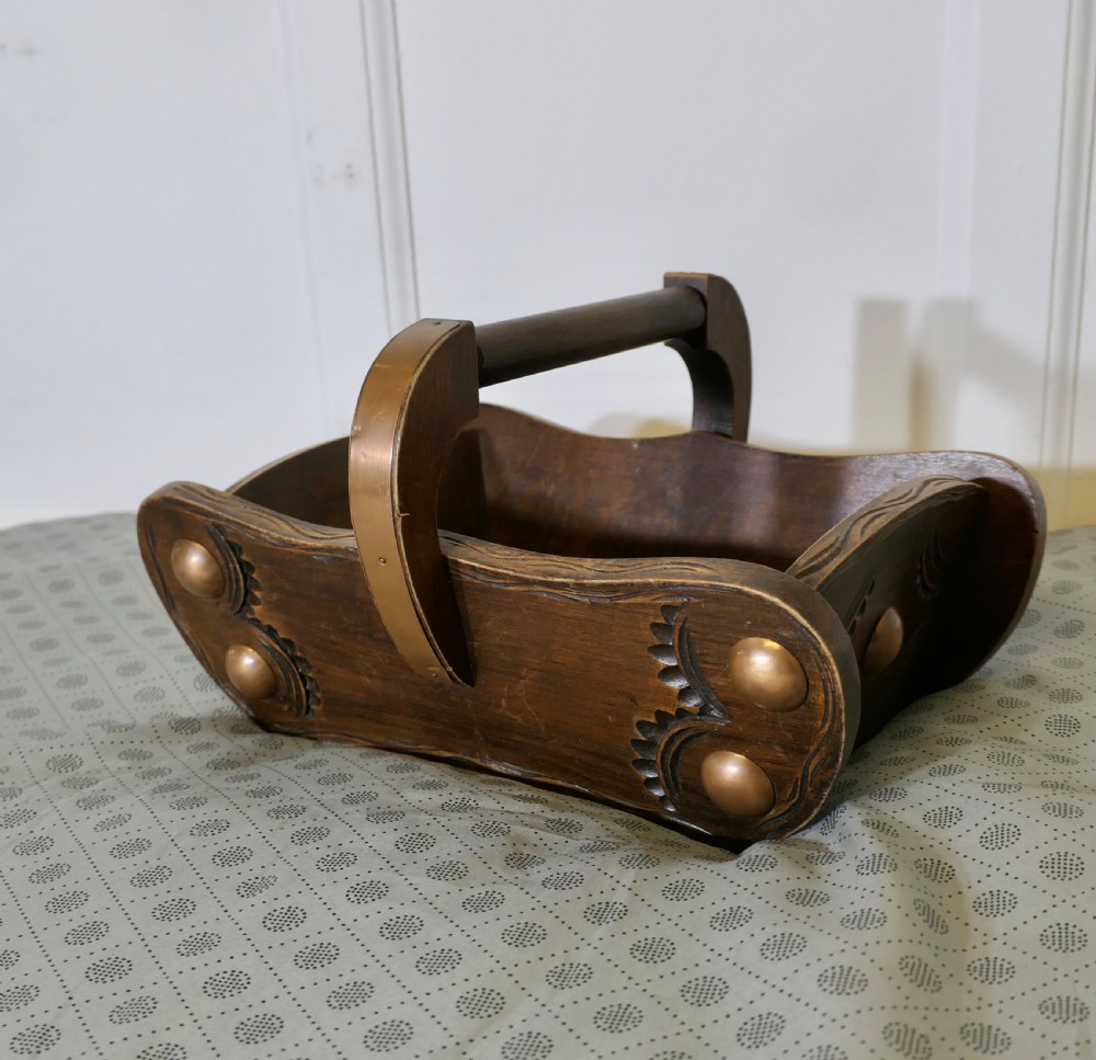 Arts and Crafts Oak Basket 