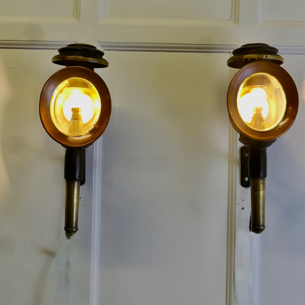 Pair of French Electrified Carriage Lights, Wall Lanterns