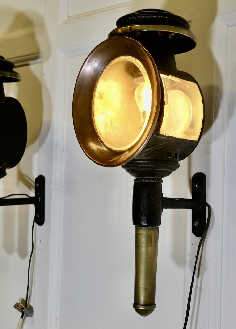 Pair of French Electrified Carriage Lights, Wall Lanterns View II