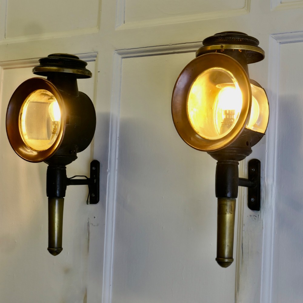 Pair of French Electrified Carriage Lights, Wall Lanterns View III