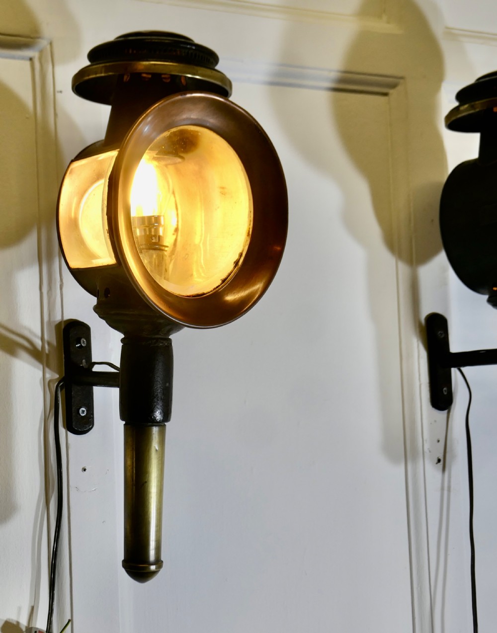 Pair of French Electrified Carriage Lights, Wall Lanterns View VI