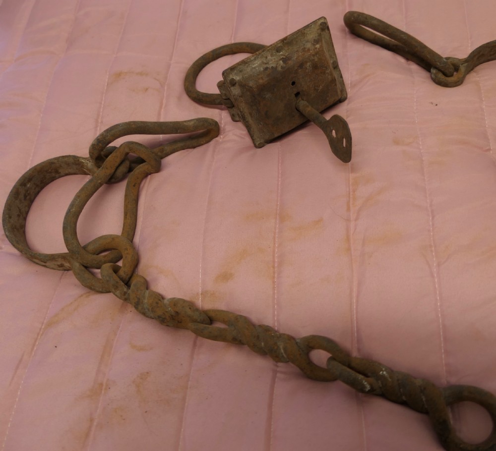 17th Century French Iron Prisoner Shackles with Locks and Keys View II