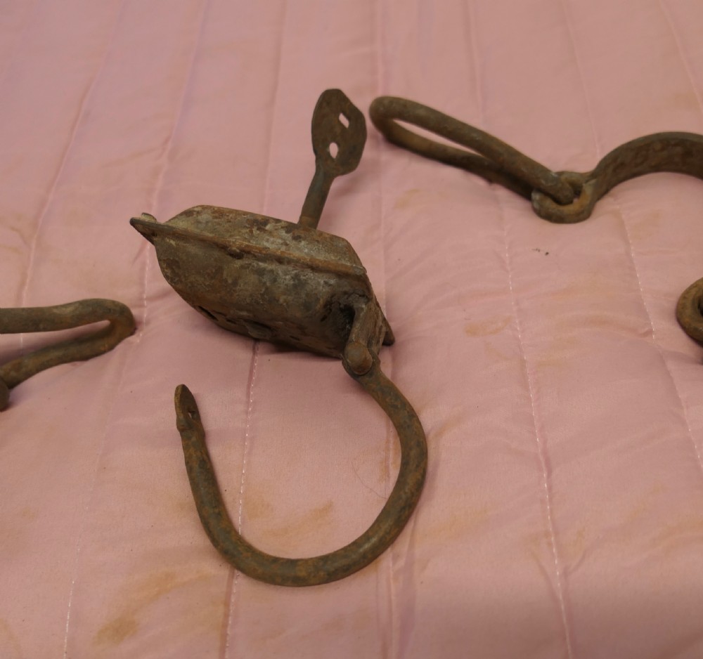 17th Century French Iron Prisoner Shackles with Locks and Keys View III