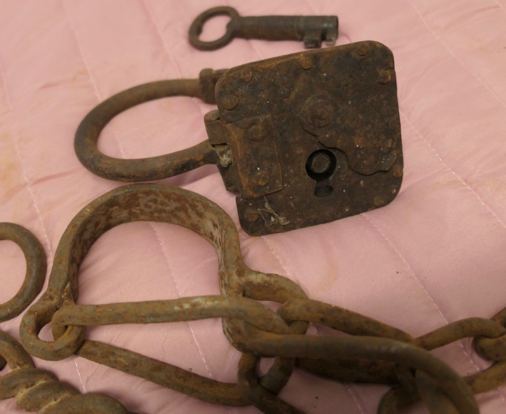 17th Century French Iron Prisoner Shackles with Locks and Keys View IV
