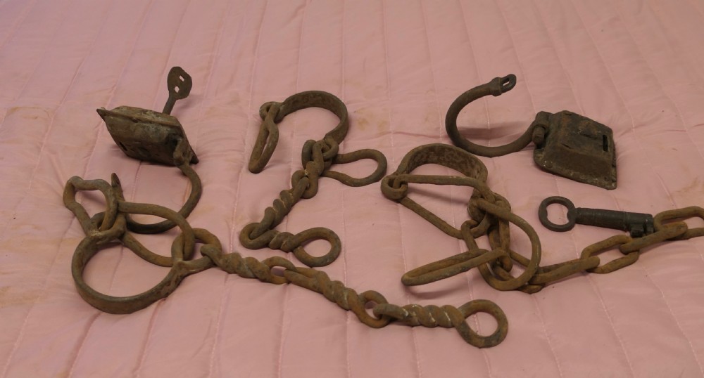 17th Century French Iron Prisoner Shackles with Locks and Keys View VI