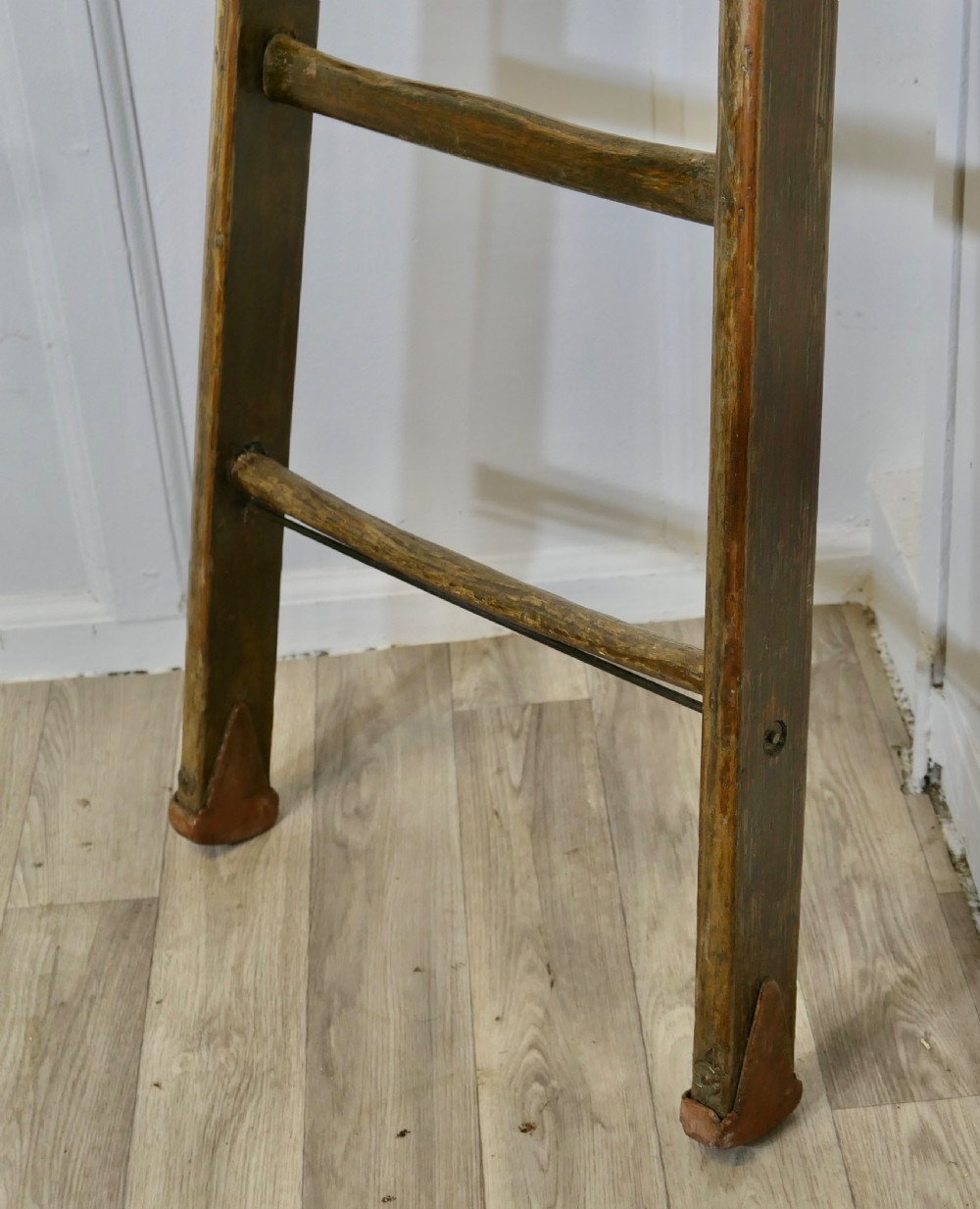 Tall Vintage Pitch Pine Fruit Picking 0r Library Ladder View IV