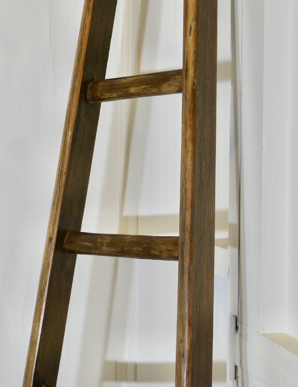 Tall Vintage Pitch Pine Fruit Picking 0r Library Ladder View V