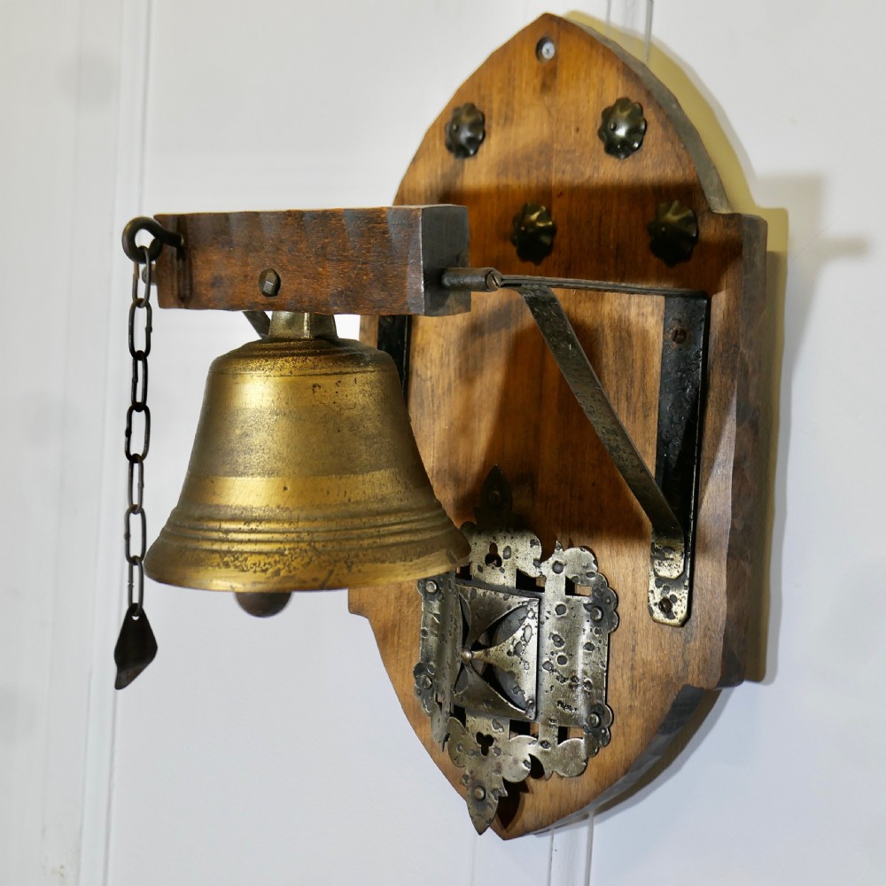Arts and Crafts Brass and Iron Monastery Dinner Bell View III